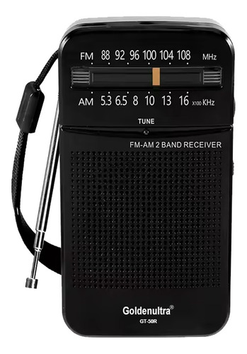 Radio Portátil Con Altavoz Y Conector Para Auriculares Am Fm Negro