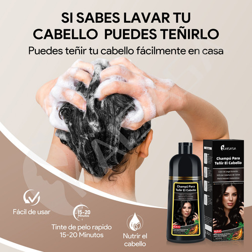 Kaisasa Shampoo Con Tinte Para Cubrir Canas 2 Pzs