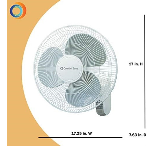 Comfort Zone Cz16wr 16 Ventilador De Montaje En Pared De 3 E