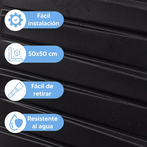Panel Decorativo 3d Pvc Pared Bladet Negro Decoform 8m2