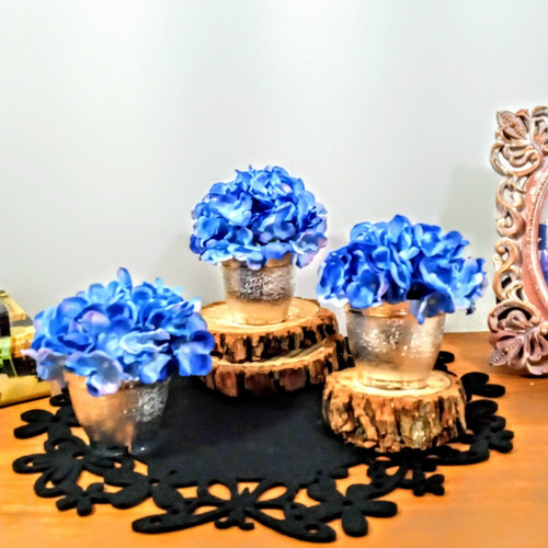 Imagem 4 de 4 de 3 X Vasinhos Hortência Dourado Prateado Decoração Banheiros