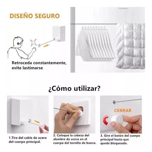 Varal Multifuncional Retrátil Invisível Montado Na Parede