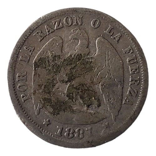 Moneda Chile 1/2 Décimo 1881 Plata .0.5(x