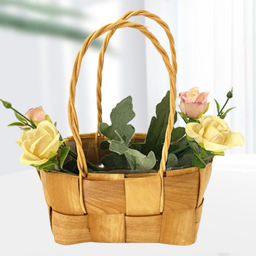 Cesta De Flores Tejida, Cesta Tejida De Ratán, Cesta