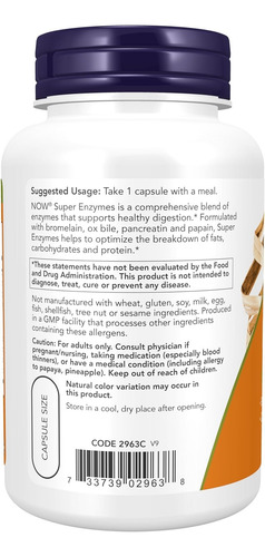 Supe Enzimas Now 90cáps Apoya La Digestión Saludable
