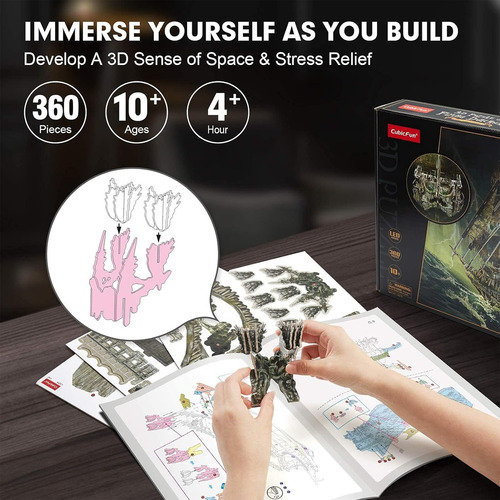 Cubicfun Rompecabezas 3d Barco Pirata Con Luz Led