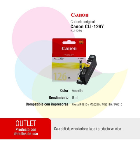 Imagen 2 de 4 de Cartucho Canon 126 Amarillo Cli-126y