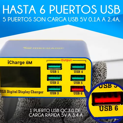 Cargador múltiple para escritorio 6 puertos USB Wagan Tech 3301