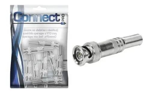 comprar Kit 10 Conector Bnc Macho Com Mola E Parafuso P Cftv Camera Connect Pro