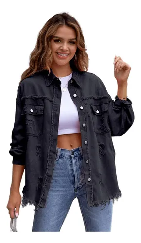 Chamarra de mezclilla oversize sale