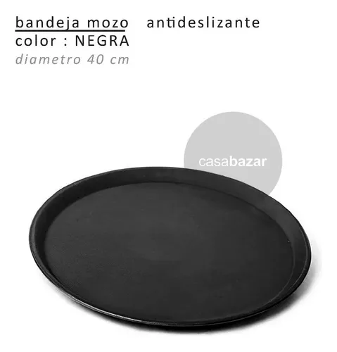 Bandeja De Mozo Antideslizante Reforzado Negro 40 Cm X 1 Un