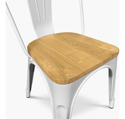 Pack 4 Sillas Tolix Asiento Madera Blanco Form