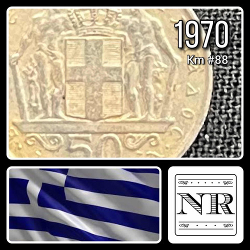 Grecia - 50 Lepta - Año 1970 - Km #88 - Constantino Ii
