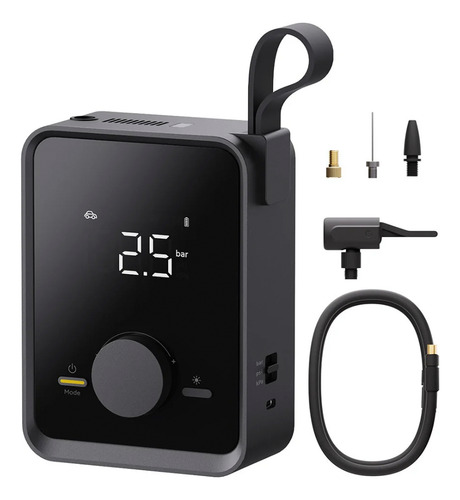 Inflador Compresor De Aire Hoto HOE0008GL Pro Para Auto Moto Bicicleta Color Negro