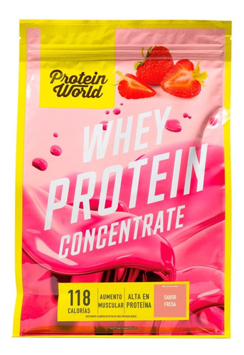 Proteína Aumento Muscular Whey Protein 900g Protein World Sabor Fresa