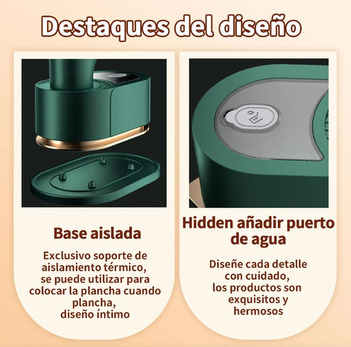Plancha de Vapor Portátil Vaporizador para Viajes y Hogar Mini Puede Planchar para Ropa Colgar Planchar Electro Domesticos 110v Color Verde Oscuro Heaimo BXTD