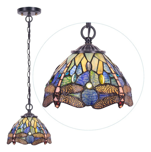 Rhlamps Tiffany Iluminación Colgante Con W8h7 Pulgadas Navy 