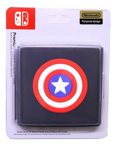 Estuche Porta Juegos Capitán America Black Nintendo Switch