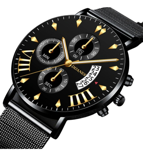 Relógio Masculino Yazole Analógico Preto/dourado 42mm