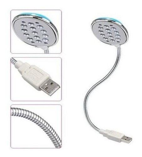 Imagen 2 de 2 de Lampara Luz Led Cuello Flexible Portátil Laptop