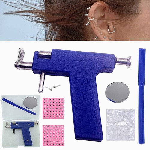 Imagen 8 de 10 de Kit Pistola Inoxidable Perforadora Cuerpo Aros Piercing
