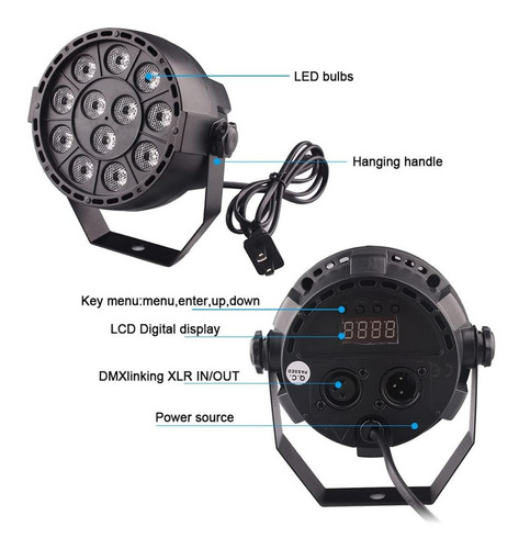 Imagen 6 de 6 de Tacho De Luz Negra Led Uv Fluo Mini Dmx 12 Luces Oferta