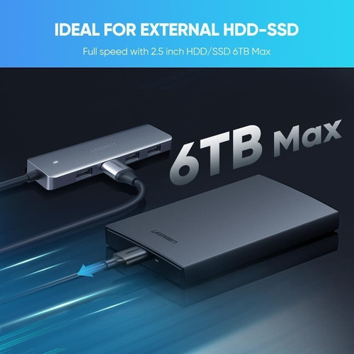 Hub Usb C De 4 Puertos Usb 3.0 Con Carga Micro Usb 5v Ugreen