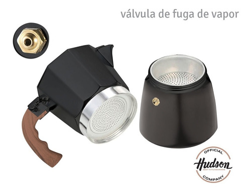 Cafetera Aluminio Esmaltado Negro Tipo Italiana Induccion 6