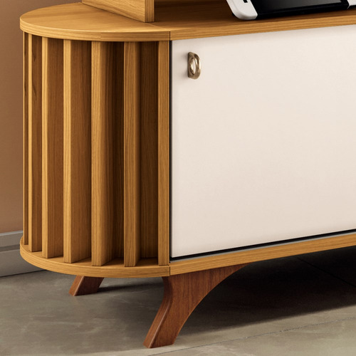 Rack Para Sala Bancada De Tv 70 Pol 182cm Alba Cinamomo/off Cor Creme