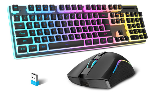 Combo De Teclado Y Mouse Inalambricos Para Juegos, Teclas De