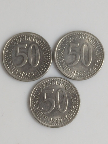 Monedas De Yugoslavia,50 Dinara Años-1985-86-87