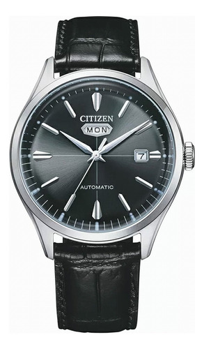 Reloj Citizen Nh839020h Para Hombre Automatico Color de la malla Negro Color del bisel Plateado Color del fondo Gris oscuro