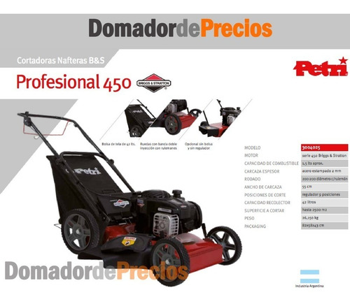 Imagen 3 de 9 de Cortadora De Cesped Petri 4.5 Hp 3 En 1 Briggs & Stratton