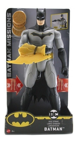 Figura Batman Lanzadiscos Batman Missions 30cm - Mattel