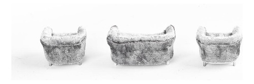 3x Mini Juguetes De Sofá Muebles De Muñeca Bjd 1/25 Gris