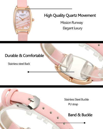 Top Plaza Reloj De Pulsera De Cuero Blanco A La Moda Para Mu