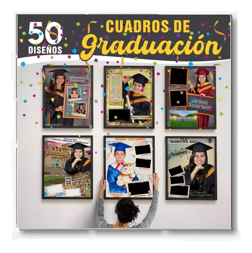 Pack Imprimibles Cuadros Diplomas Graduacion Editables Psd