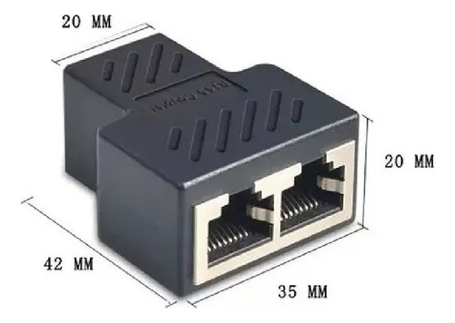 Divisor de empalme de red hembra Rj45, 2 entradas, 1 salida