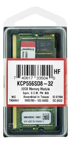 Memoria Kingston 32gb Ddr5 Kcp556sd8-32 5600mhz Pc5-44800