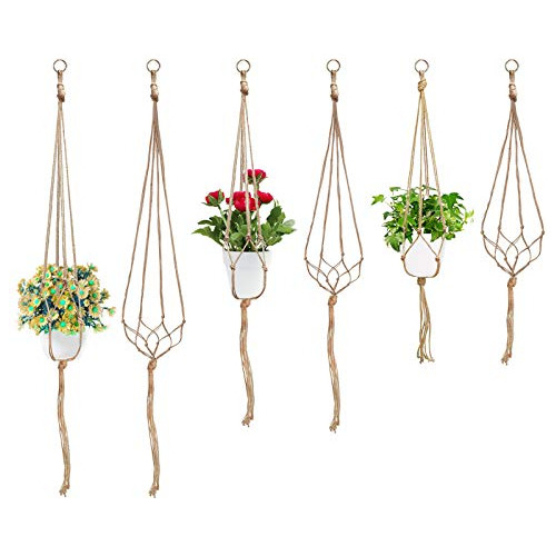 6 Pack 3 Sizes Macrame Hanging Planter Holder Plant Han...