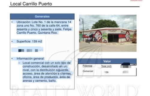 Imagen 1 de 4 de Locales En Venta Felipe Carrillo Puerto Centro