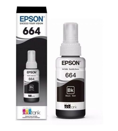 Botella De Tinta Negra Epson T664 Original