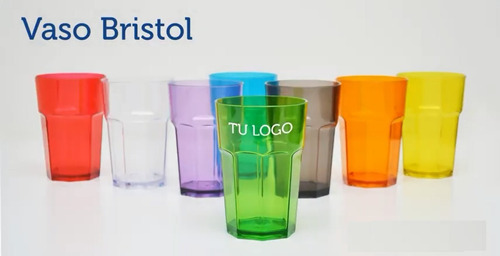 100 Vaso Bristol Plástico 520 Cm3 Con Impresión Tu Logo