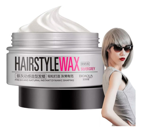 Cera Crema Para Peinar Fijador Para Cabello Wax Silver Bioaqua 100ml Extra Fuerte Con Color Plata