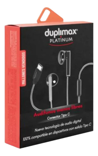 Audifonos Manos Libres Duplimax Conector Usb Tipo C, 112041 Negro