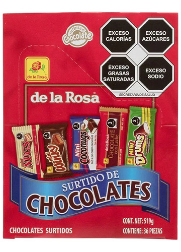 De La Rosa Surtido De Chocolates 36pz 519g