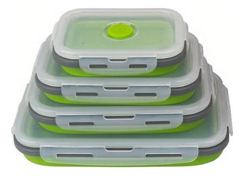 Fiambrera De Silicona Plegable 4 Piezas/set