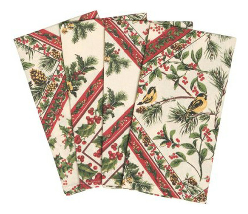 April Cornell Holiday Sampler Ecru Napkin, Set Of 4