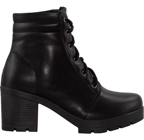 Imagem 4 de 7 de Bota Feminina Coturno Salto Grosso Moda Tratorado Cano Curto