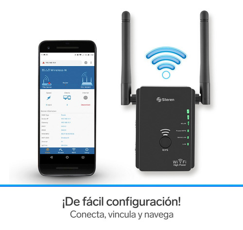 Imagen 7 de 12 de Access point, Repetidor, Router Steren COM-8200 negro 100V/240V